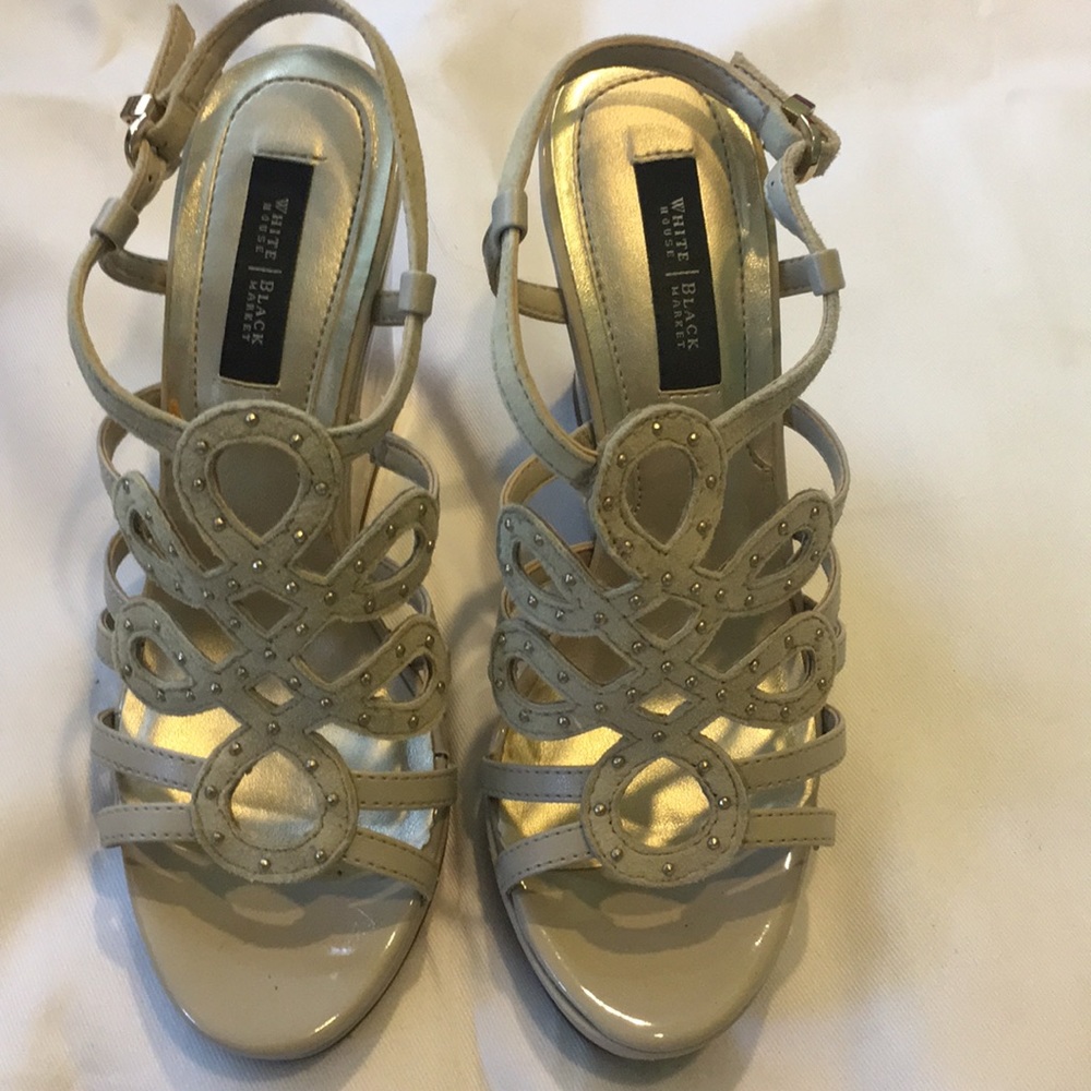 WHBM Beige platform sandals 6